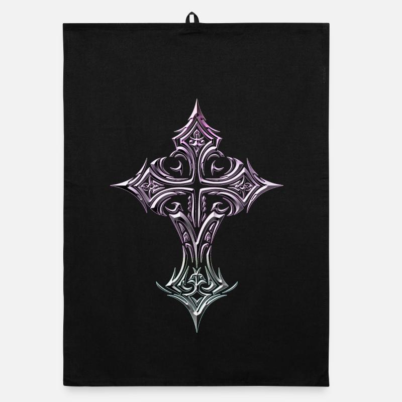 Pastel Ornate Cross Organic dish towel