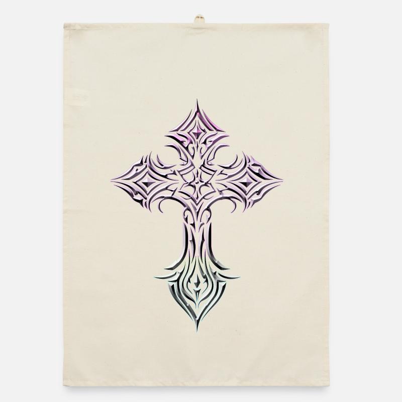 Glyphe de croix irisée Torchon bio