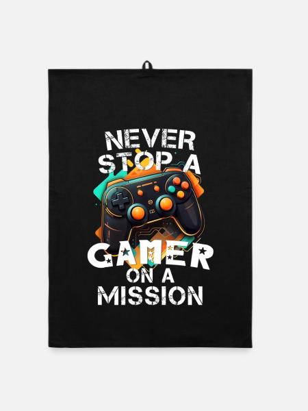 Gamer, Gaming-Enthusiast, Videospiele, Konsole lustig - Organic Geschirrtuch - Schwarz - Vorne