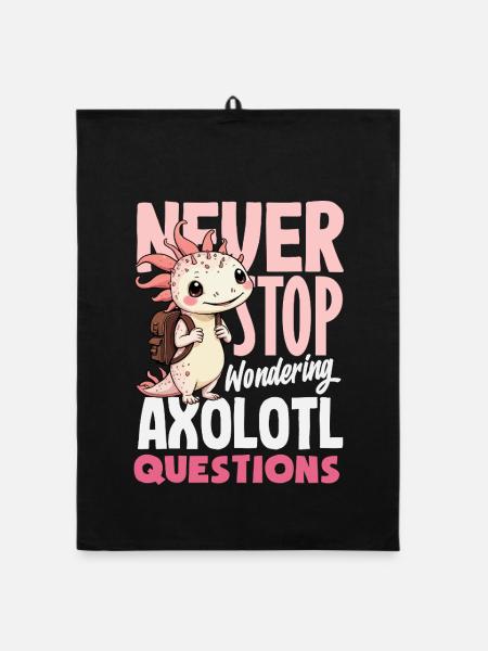 Cute Axolotl Kawaii Axolotl Lover - Organic dish towel - black - Front
