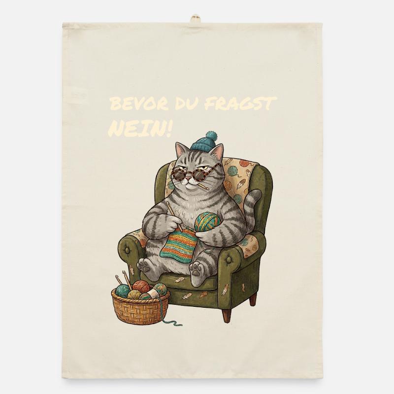 Lustiger Spruch Katze Häkelt Organic Geschirrtuch
