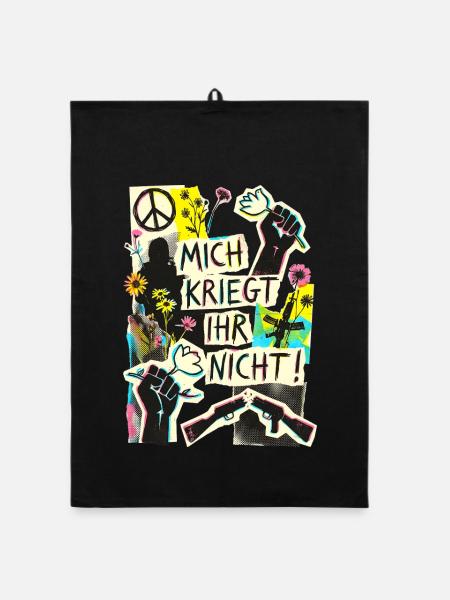 Frieden Demo Gegen Krieg - Organic Geschirrtuch - Schwarz - Vorne