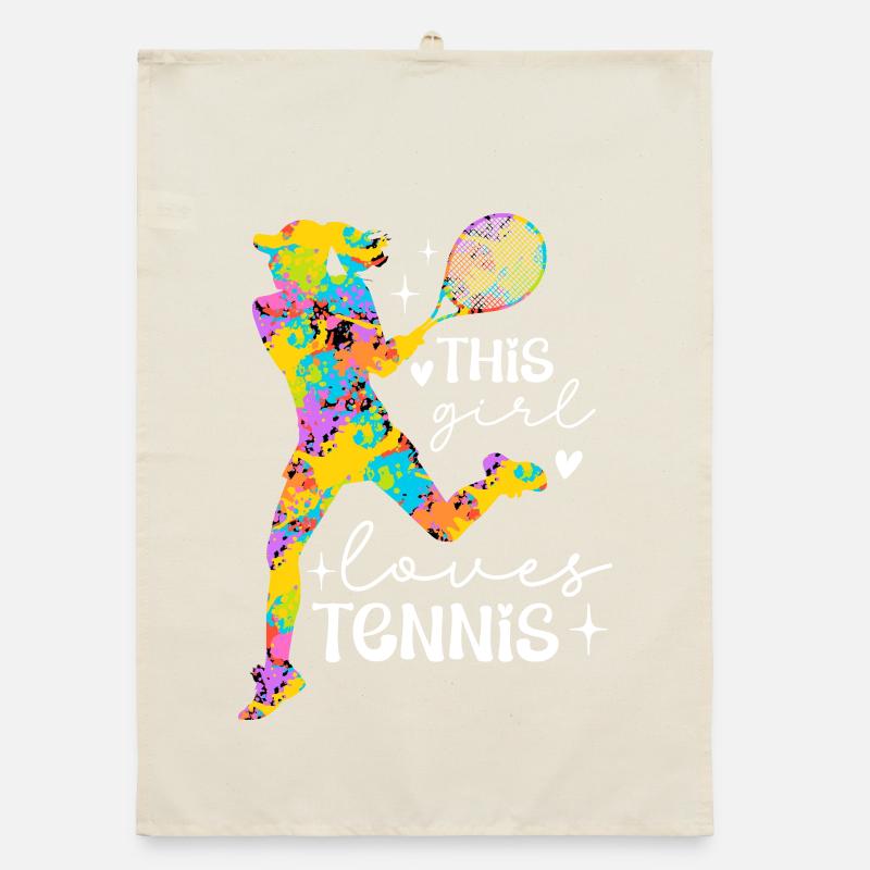 Dieses Mädchen liebt Tennis Splash Organic Geschirrtuch