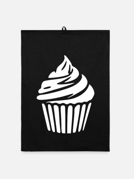Cadeau de pâtisserie Cupcake Muffin - Torchon bio - noir - Devant