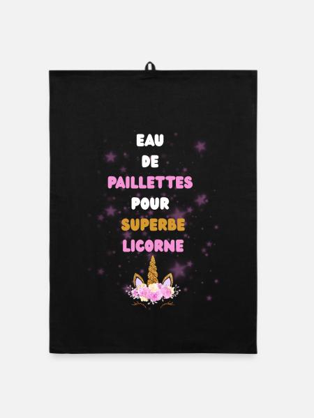 Créatures Fantastiques - Eau de Paillettes Licorne - Torchon bio - noir - Devant