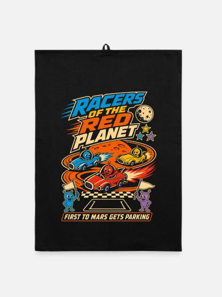 Mars Racing Alien Racer - Organic dish towel - black - Front