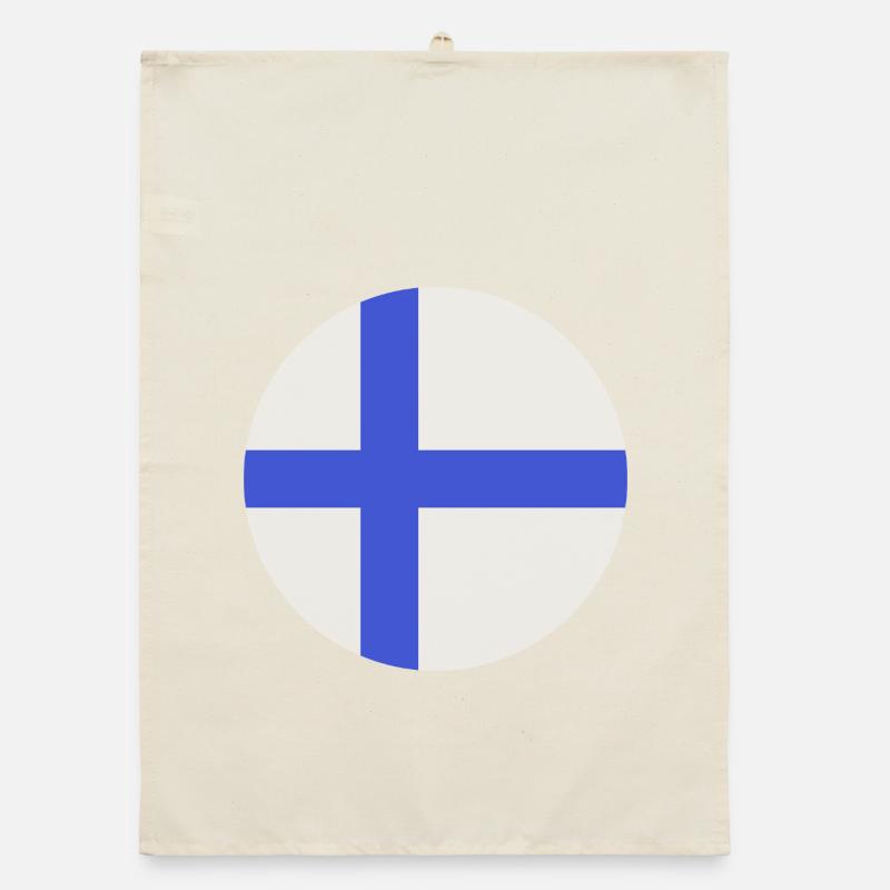 Round Finnish flag Organic dish towel
