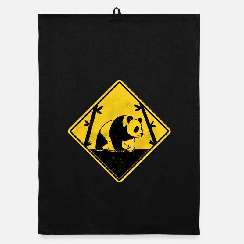Panda panneau de signalisation jaune Torchon bio