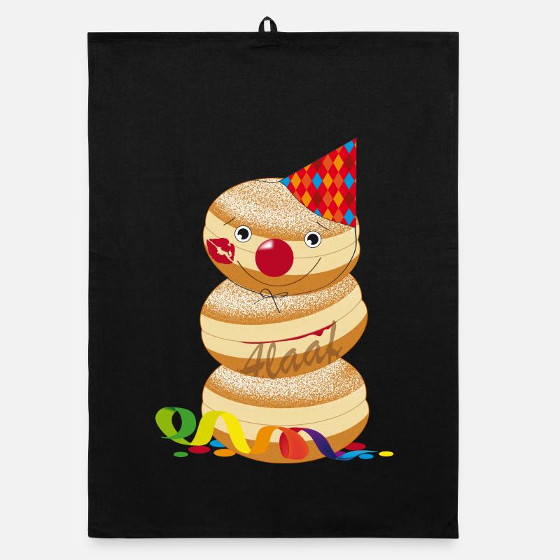 beignets de carnaval drôle avec la bouche de baisers et alaaf Torchon bio