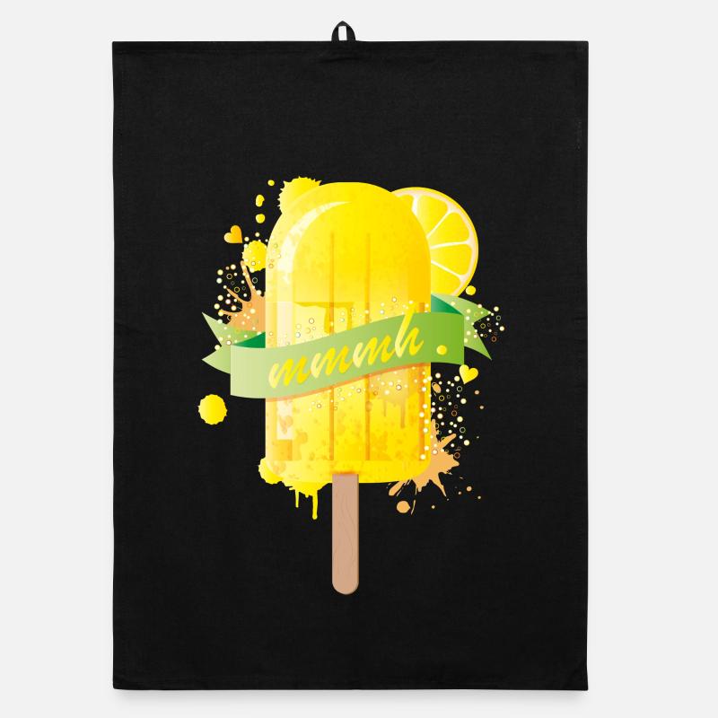 Crème glacée délicieuse jaune citron dans un style graffiti Torchon bio