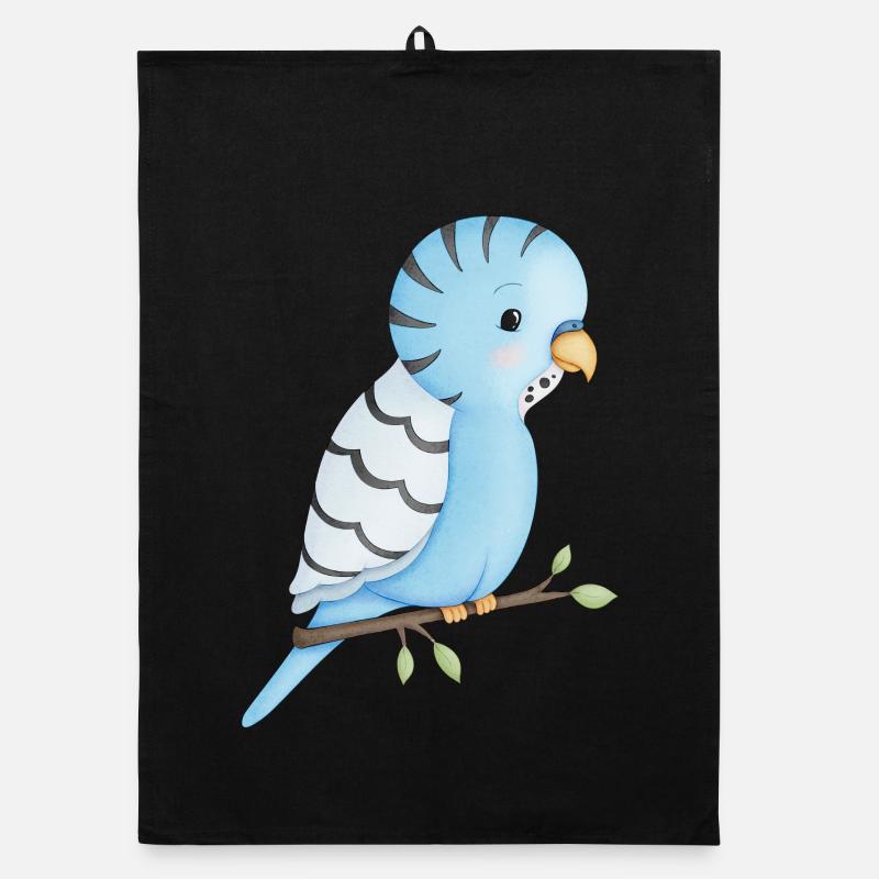 cute budgie bird Organic dish towel