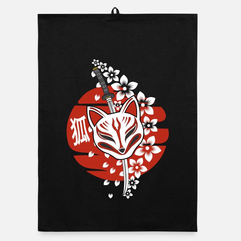 Japan Anime Maske Kitsune Organic Geschirrtuch
