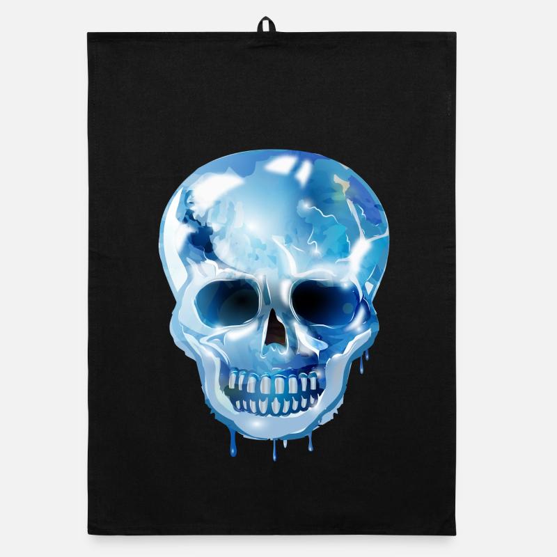 extravagant skull colored in the glass look Organic dish towel