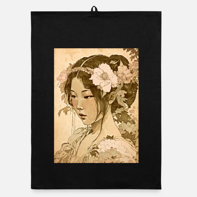 Coeur de Japon 01 - Torchon bio - noir
