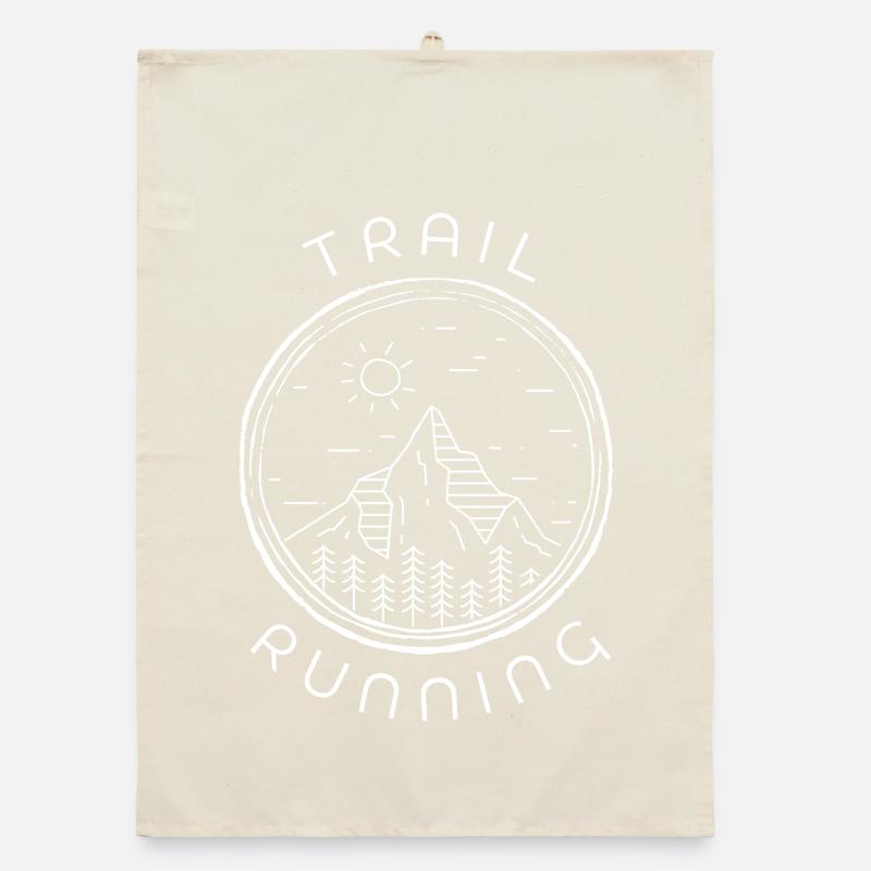 Trail Running Mountains Forest Sun Organic dish towel