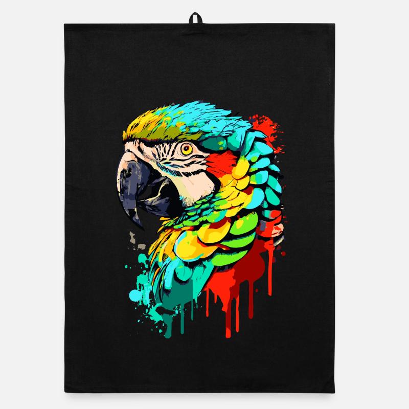 Parrot Colorful - Macaw Parrot - Exotic Birds Organic dish towel