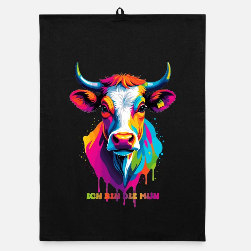 Vache colorée mignonne Torchon bio