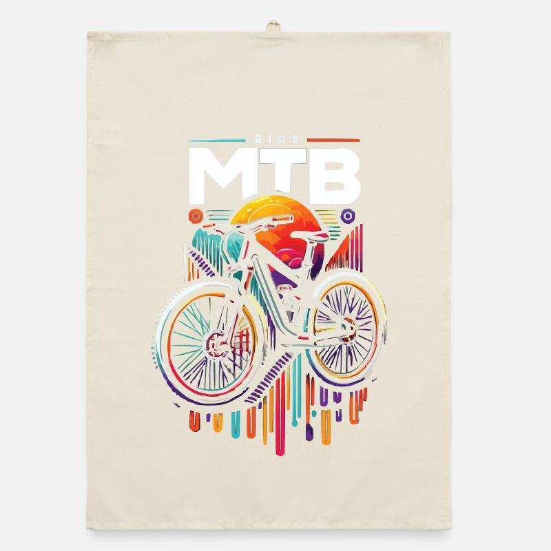 Vibrant VTT cyclisme coucher de soleil Design Torchon bio