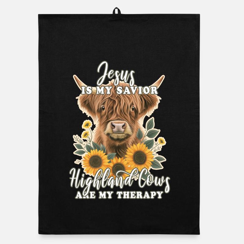 Highland Cattle Vers Chrétiens Torchon bio