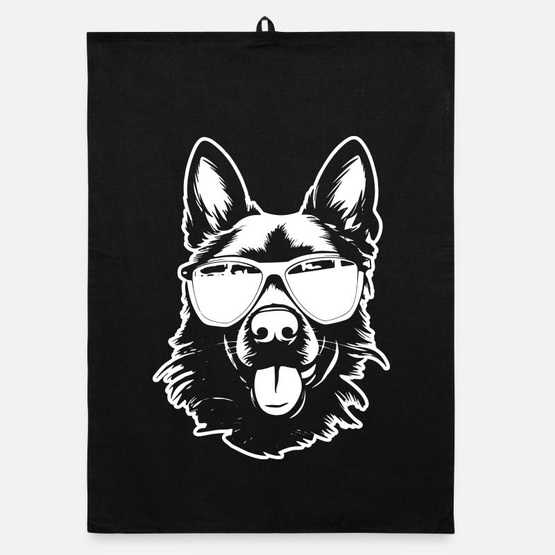 Deutscher Schäferhund Sonnenbrille - Organic Geschirrtuch - Schwarz