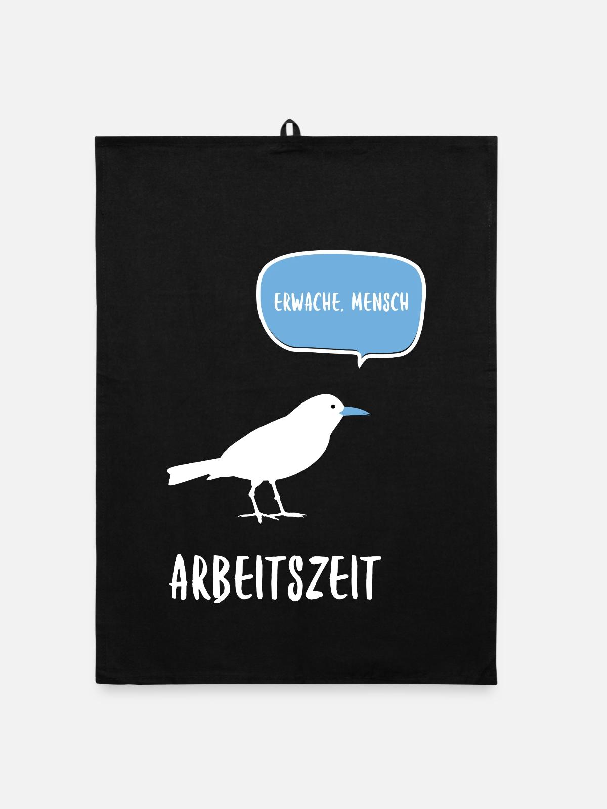 Arbeitszeit - Organic Geschirrtuch - Schwarz - Vorne