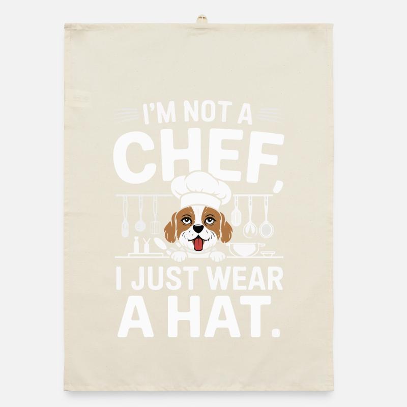 Humorous Chef Dog T-Shirt Design Organic dish towel