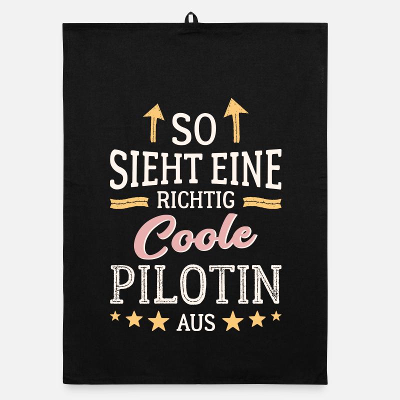 So sieht eine richtig coole Pilotin aus Fliegerin Organic Geschirrtuch