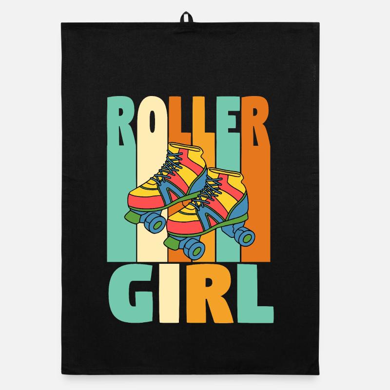 Retro Roller Girl Organic dish towel