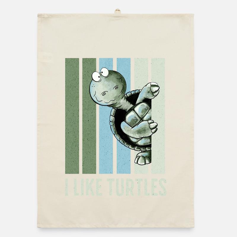 I Like Turtles Turtle Retro Vintage Saying Organic dish towel