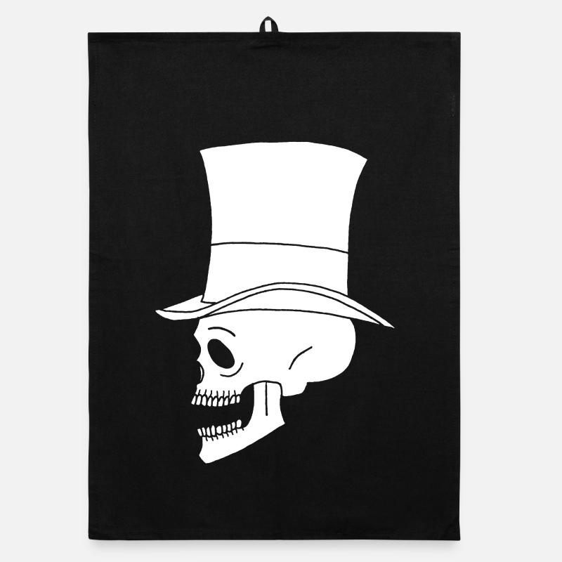 Vintage Weißer Totenkopf Organic Geschirrtuch