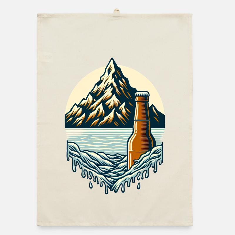 Lac au sommet avec bouteille de bière Torchon bio