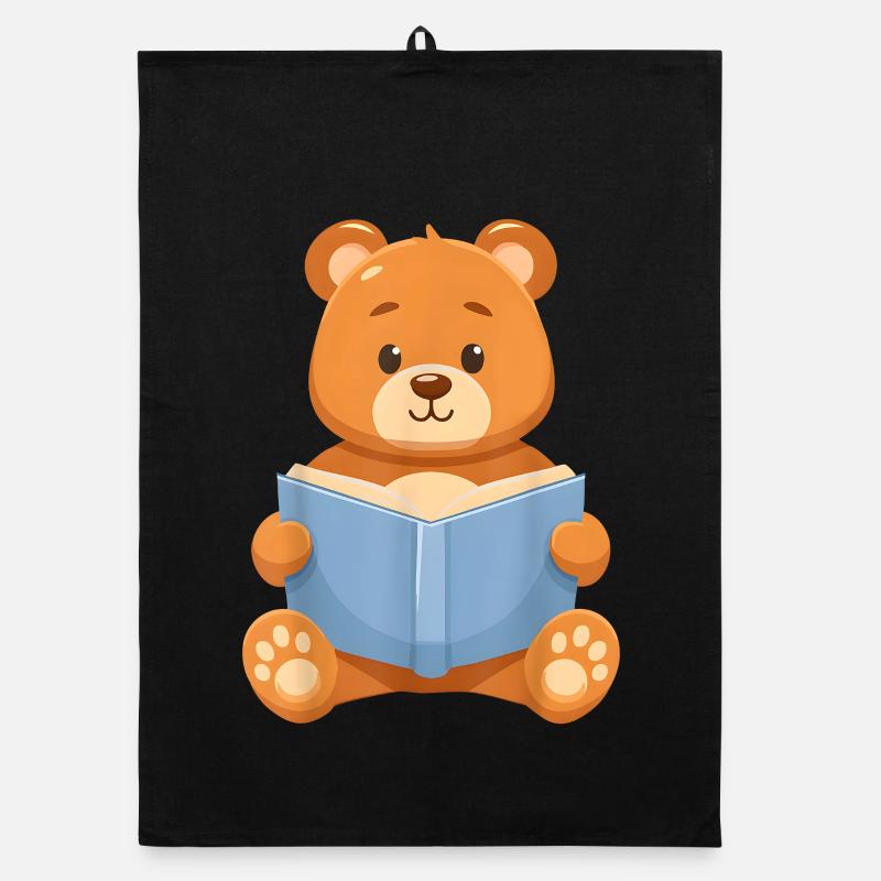 Reading Teddy Bear Organic dish towel