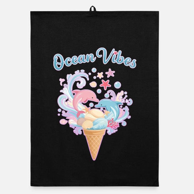 Motif Glace et Dauphins 🍦🐬🐬 Torchon bio