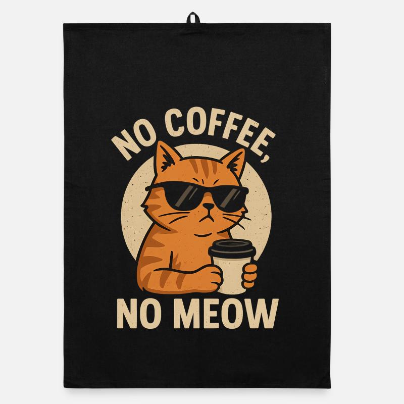 Cool cat with sunglasses and coffee cup Organic dish towel