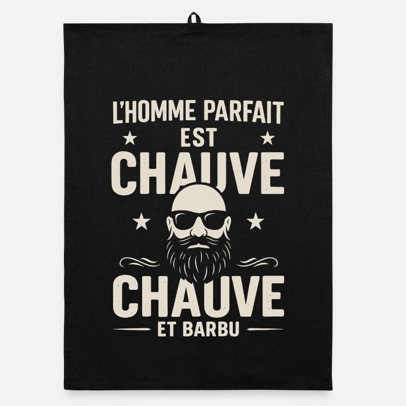 The Perfect Man Is Bald and Bearded Organic dish towel