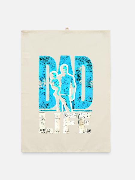 Papa Leben Duo Silhouette Grafik, Beste Väter - Organic Geschirrtuch - Natur - Vorne
