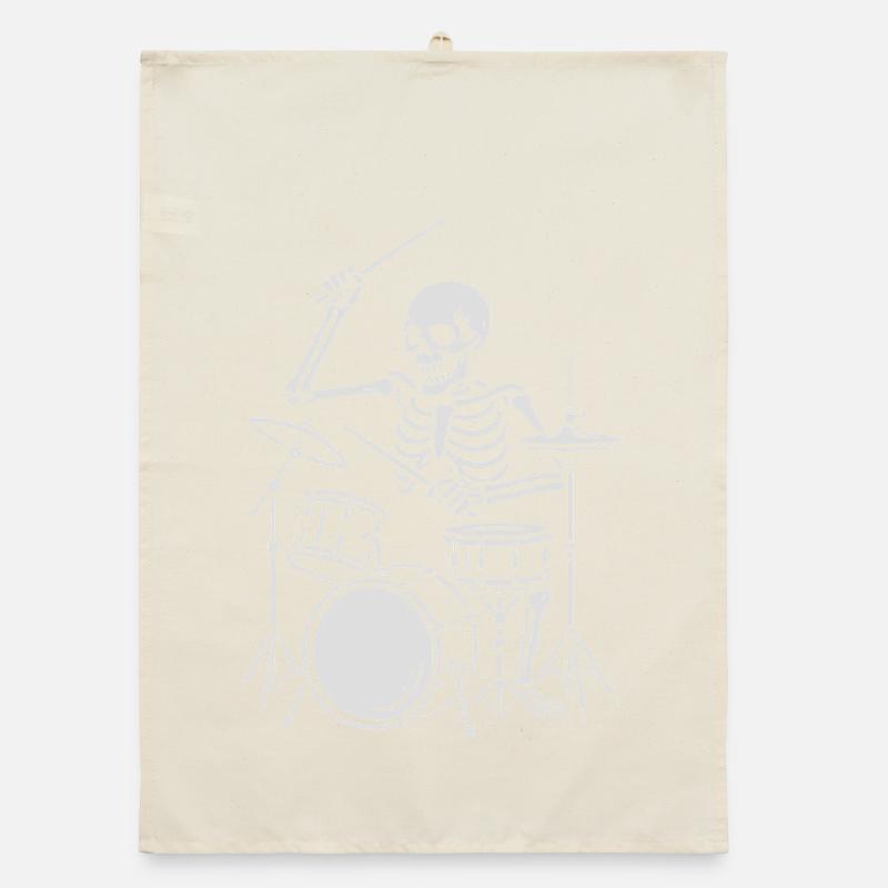 Skeleton Drummer on Stage Organic dish towel