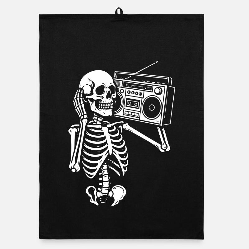 Squelette Boombox Retro Groove Torchon bio