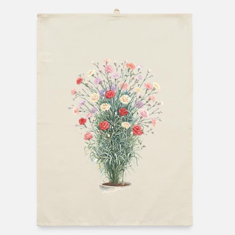 Romantic carnation bouquet Organic dish towel