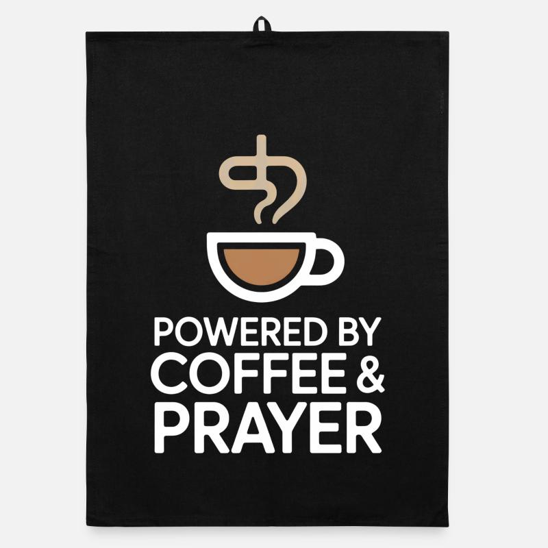 Powered By Coffee And Prayer Coffee Love Faith Organic dish towel