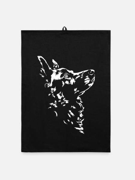 Mudi Silhouette Chien Chien Wilsigns - Torchon bio - noir - Devant