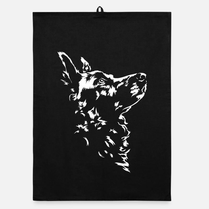 Mudi Silhouette Hunde Hund Wilsigns - Organic Geschirrtuch - Schwarz