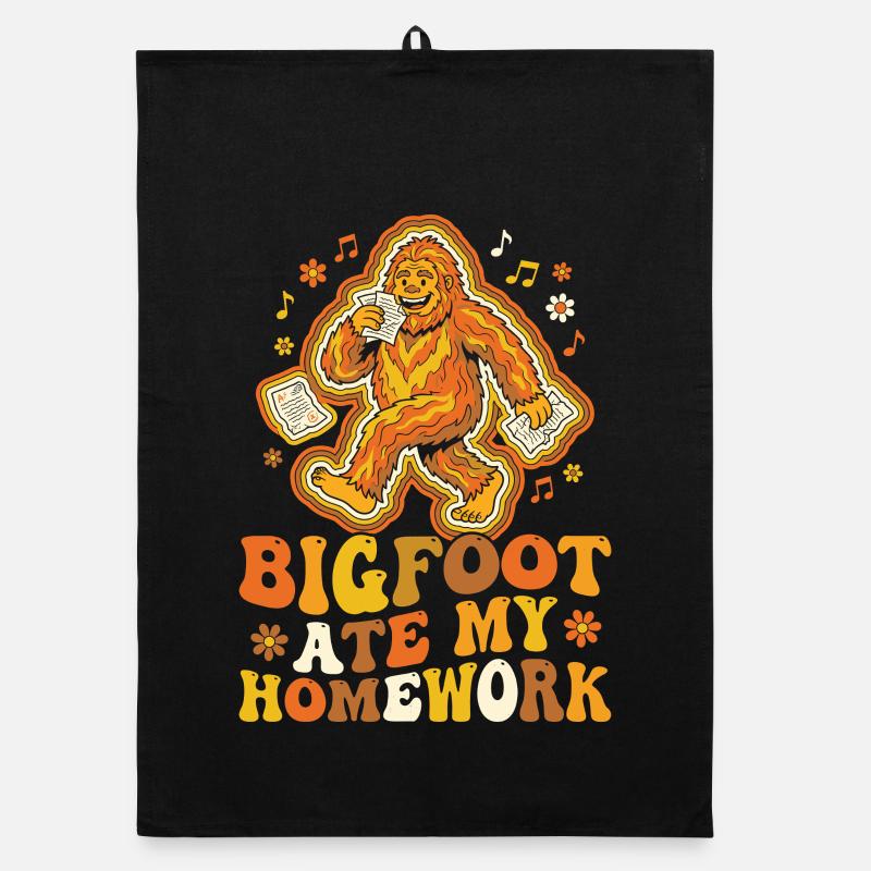 Bigfoot Ate My Homework Meme School Organic dish towel