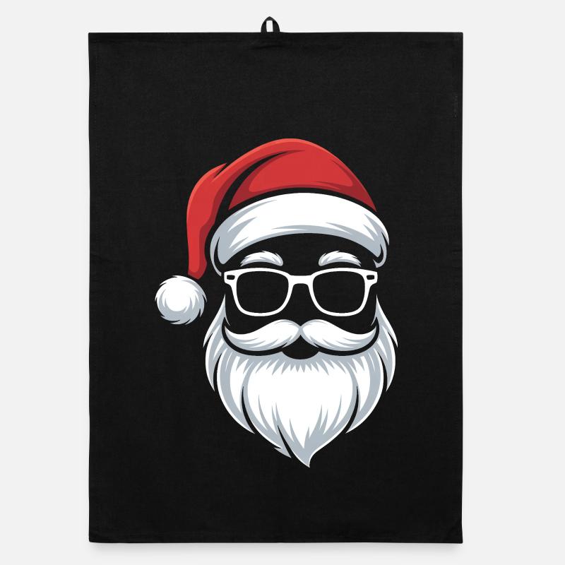 Santa mit Brille Nerdige Weihnacht Organic Geschirrtuch