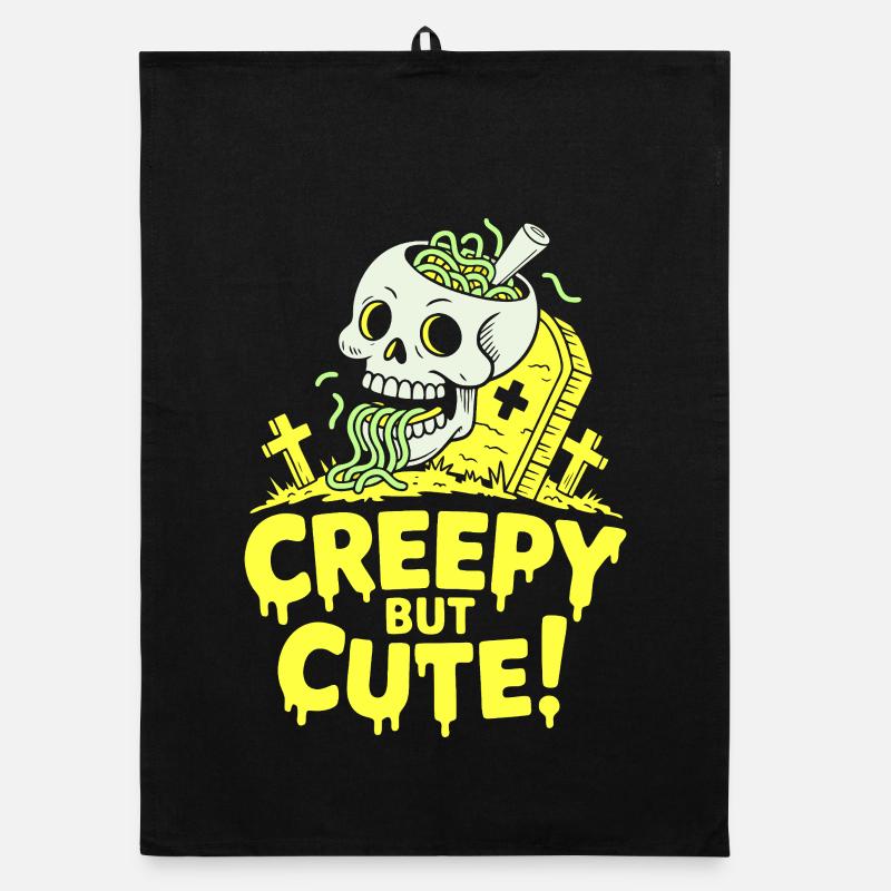 Creepy but Cute Skull Glow Organic dish towel
