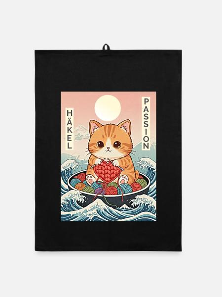 Häkel Passion Kawaii - Organic Geschirrtuch - Schwarz - Vorne