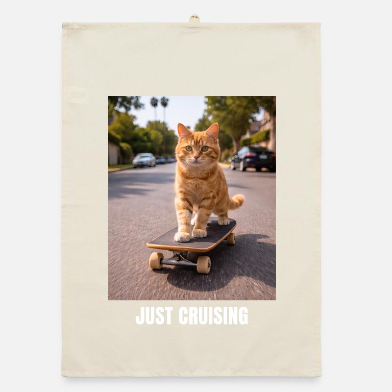 Juste un meme de chat en skateboard Torchon bio