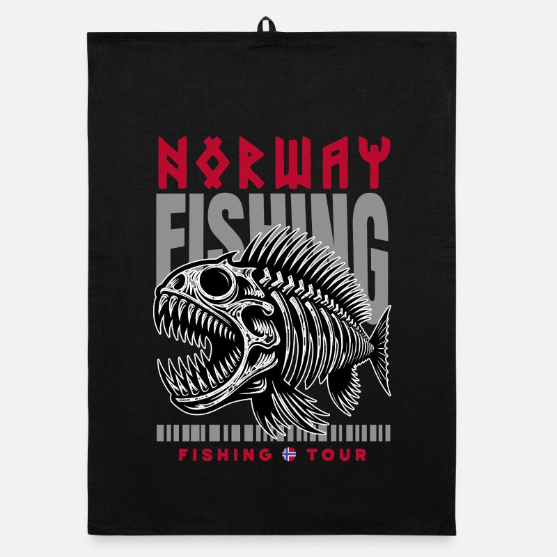 Norway Fishing Trip Organic dish towel