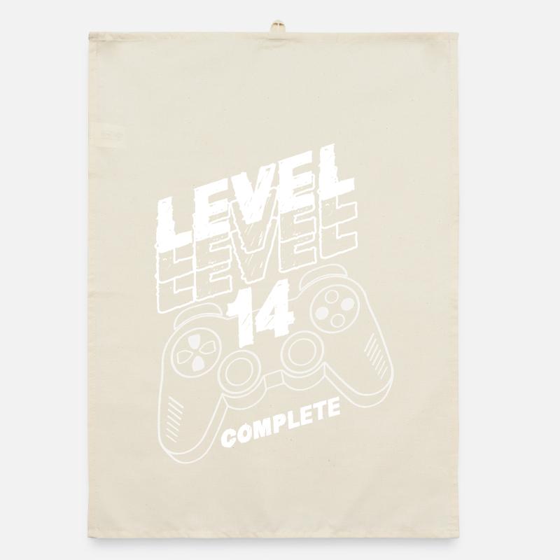 Level 14 Vollendet – Controller Sieg Geburtstag Organic Geschirrtuch