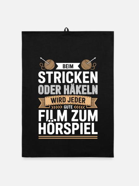 Filme beim Stricken: Hörspielspaß - Organic Geschirrtuch - Schwarz - Vorne